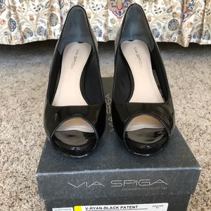 Black Open Toe Dress Pumps